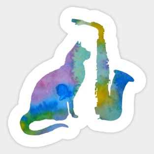 Cat With Saxophone Sticker